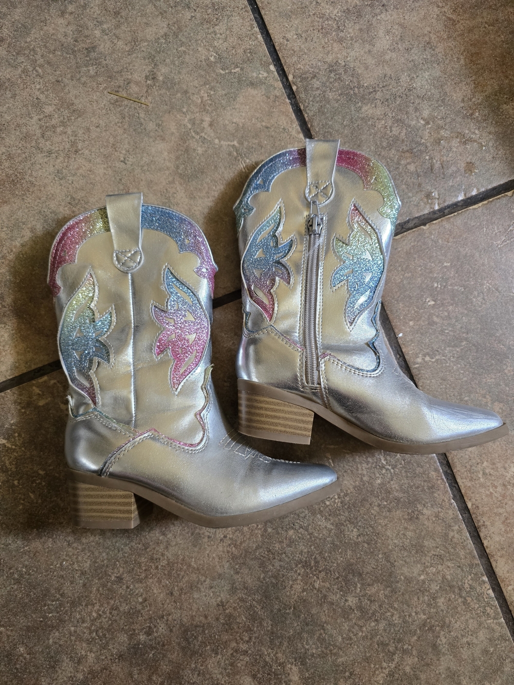 Silver Cowboy Boots Little Girls Size 11